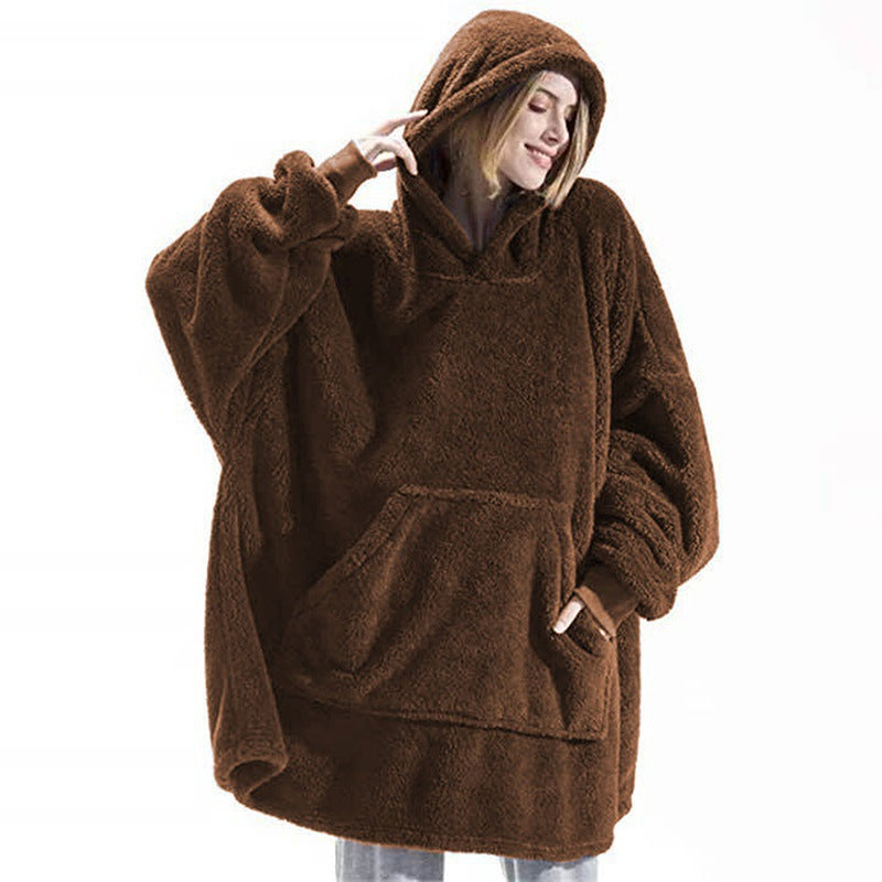 Oversized Hoodie Blanket – Reversible Sherpa Fleece Wearable Blanket Sweatshirt