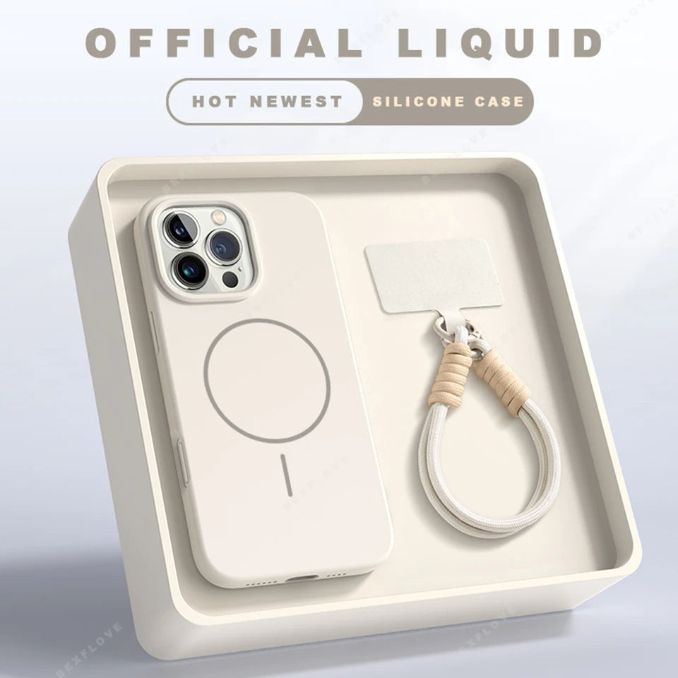 Custodia per Telefono Magnetica con Cinghia - Custodia per iPhone Compatibile con MagSafe con Cinghia Rimovibile per Trasporto Senza Mani