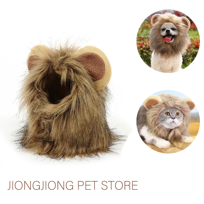 Cat Lion Mane kostume til katte og små hunde - Justerbar realistisk Lion Mane paryk til Halloween, jul og fotooptagelser