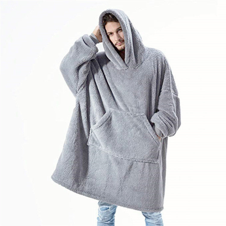 Oversized Hoodie Blanket – Reversible Sherpa Fleece Wearable Blanket Sweatshirt