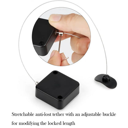 Fecho de Cabo para Controlo Remoto de Cabeceira - Corrente de Segurança Retrátil Anti-Perda de 2m para Comandos de TV, Jogos e Ar Condicionado (Pack de 2)