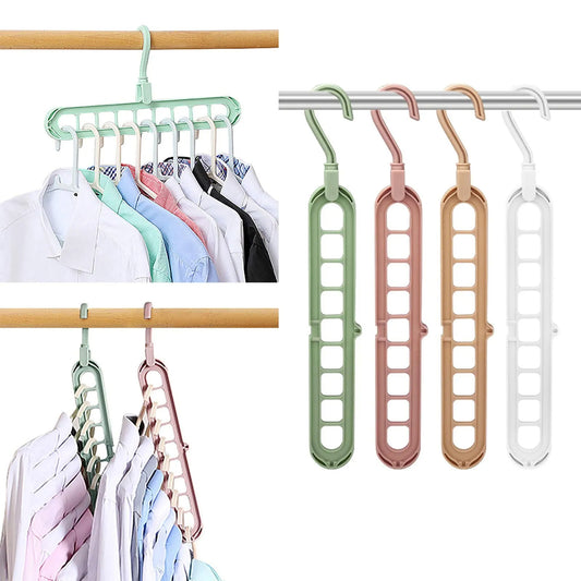 9 in 1 Magic Space Saving Hanger 360 Degree Rotating Cascading Closet Organizer White
