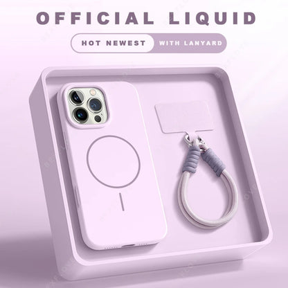 Custodia per Telefono Magnetica con Cinghia - Custodia per iPhone Compatibile con MagSafe con Cinghia Rimovibile per Trasporto Senza Mani
