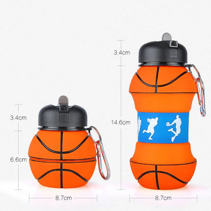 Borraccia Pieghevole a Forma di Palla Sportiva - Bottiglia d'Acqua in Silicone Collassabile con Design a Prova di Perdite e Gancio di Trasporto