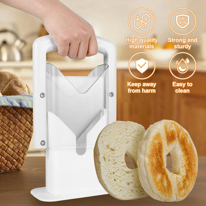 Dayanıklı, yüksek kaliteli malzemelerden üretilen Bagel Ekmek Dilimleyici, simit, ekmek ve çörekleri eşit ve güvenli bir şekilde dilimlemek için tasarlanmıştır, kullanımı ve temizliği kolaydır.