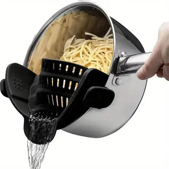 Adjustable Silicone Pot Strainer Clip Universal Clip On Colander for Kitchen Use
