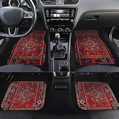 All Weather Persian Rug Car Mats Luxury Oriental Floor Mats Set of 4 Universal Fit with Non Slip Backing
