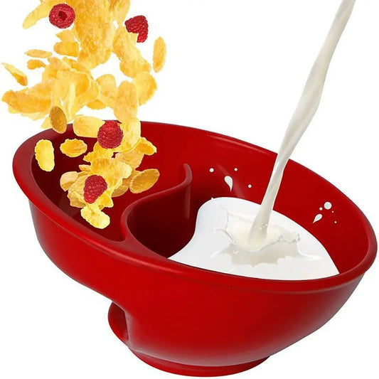 Anti Soggy Separated Cereal Bowl Never Soggy Design with Dry Wet Separation for Perfect Crunch Every Time White
