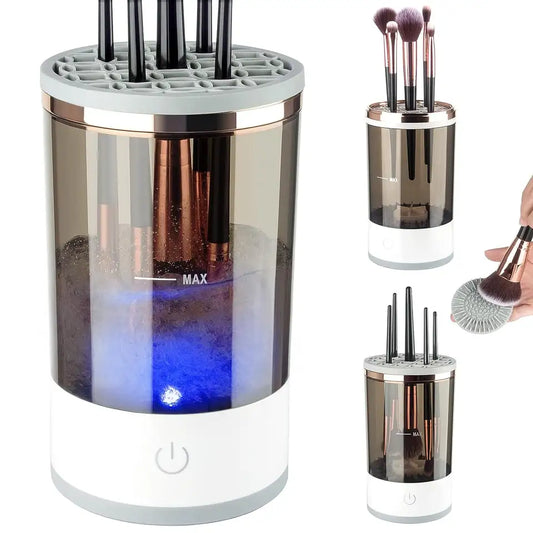 Automatic Electric Makeup Brush Cleaner and Dryer with Sonic Vibration Technology Portable USB Powered Deep Cleaning Machine White
