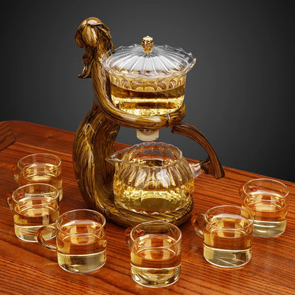 Automatic Lazy Tea Maker Semi Automatic Glass Teapot with Infuser for Blooming and Loose Leaf Tea
