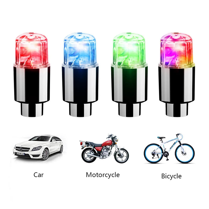 أغطية صمام إطارات الدراجة بإضاءة LED
