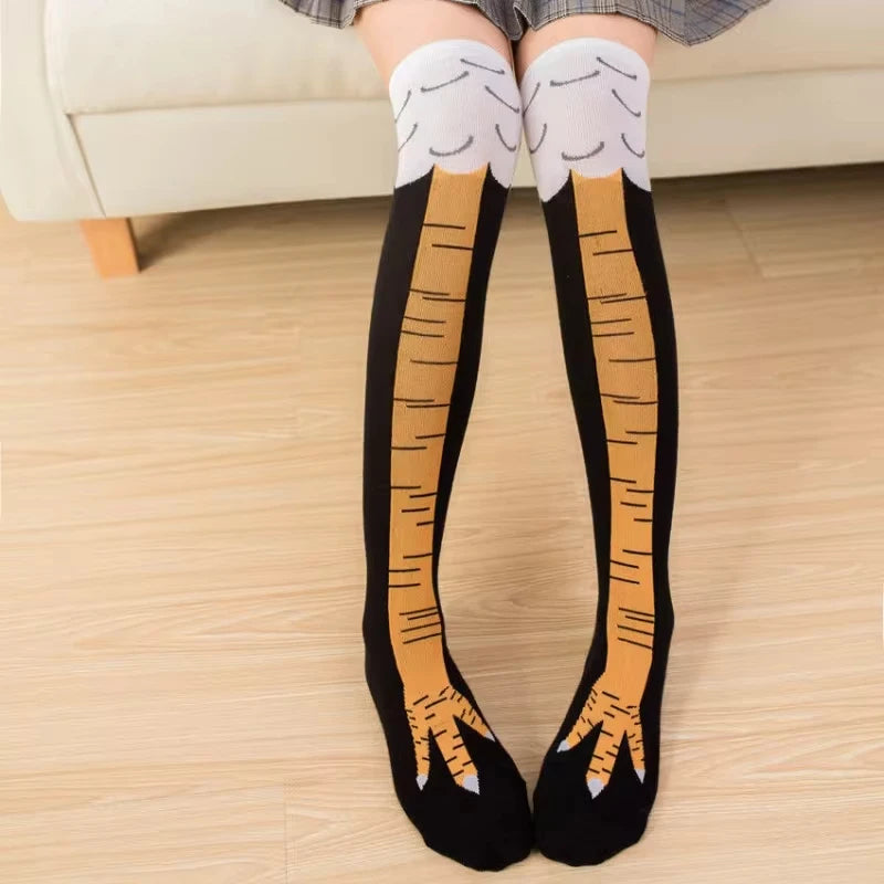 Chicken Feet Socks Novelty Knee High Animal Paw Design for Men and Women Blue
