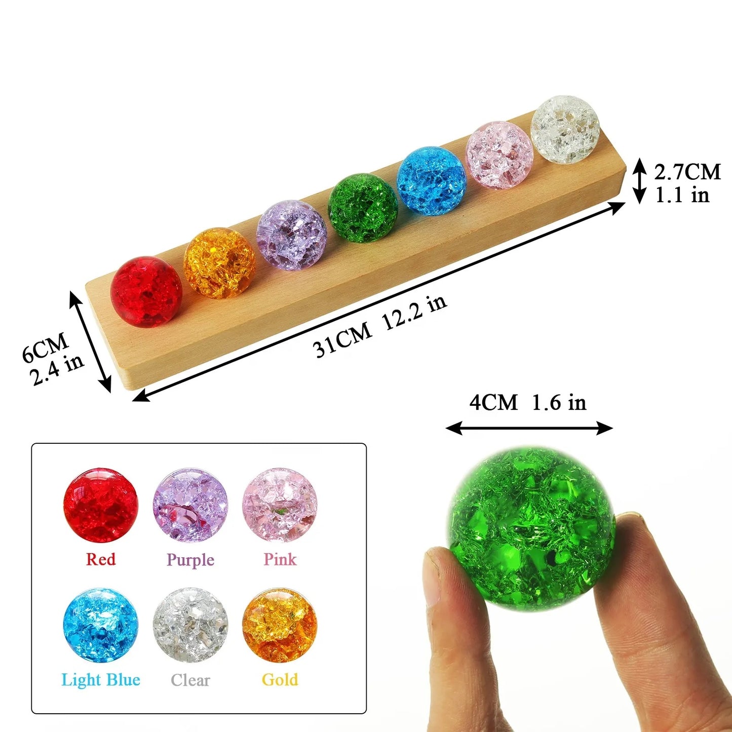 Decorative 7 Color Glass Crystal Balls
