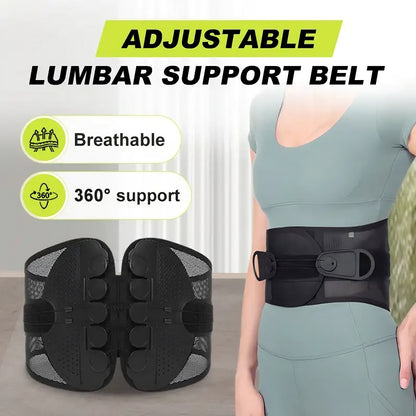 Double Pull Adjustable Lumbar Support Belt Unisex Back Brace for Posture Correction and Pain Relief
