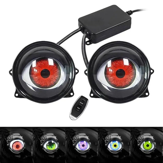Dynamic LED Demon Eye Headlights with Remote Control Universal Fit for Cars Trucks Motorcycles and SUV
