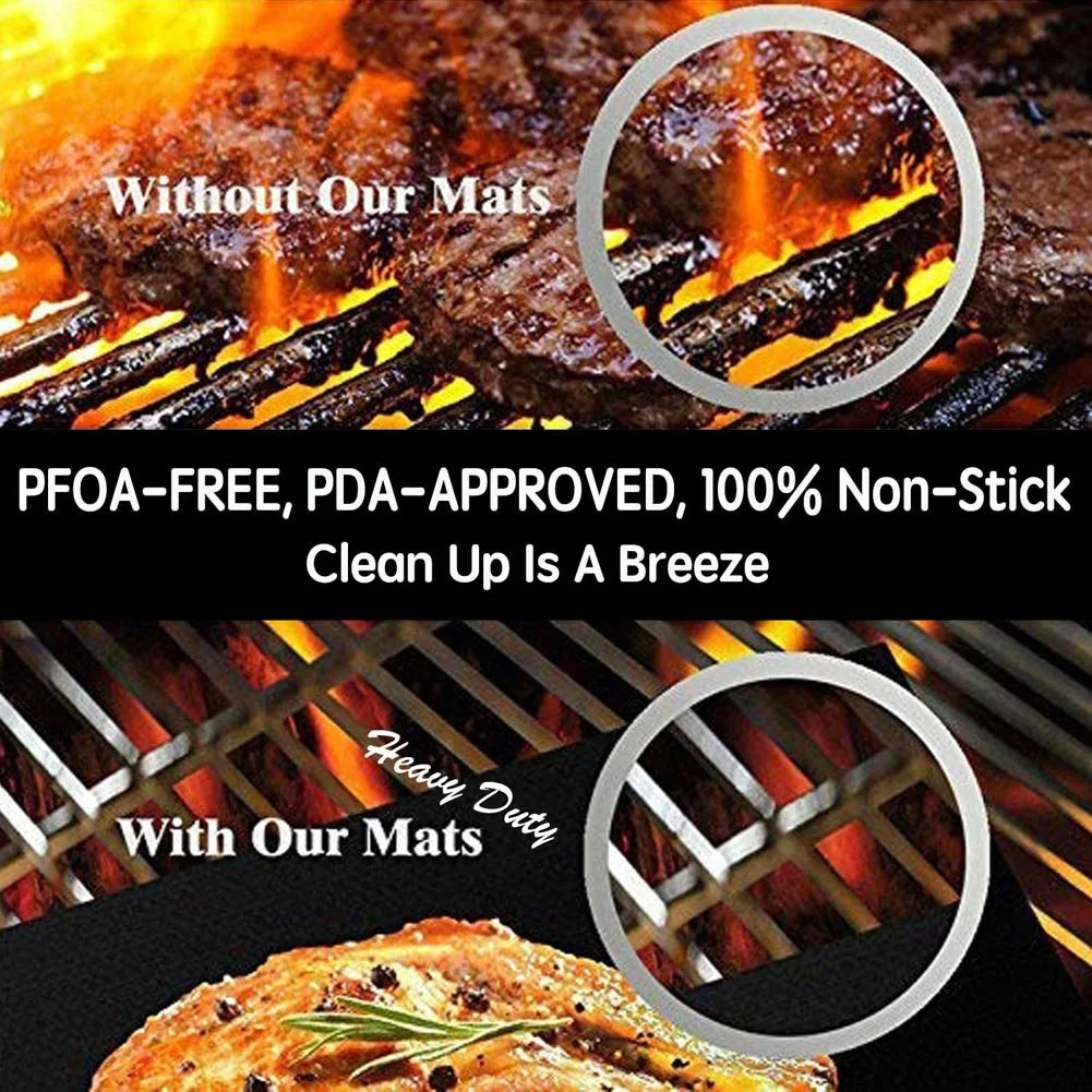 Yüksek kaliteli, ısıya dayanıklı ve dayanıklı malzemelerden üretilen Yapışmaz Barbekü Izgara Matı, yiyeceklerin yapışmasını önler, kolay temizlenir, tekrar kullanılabilir ve sebze, et ve deniz ürünlerini ızgara yapmak için idealdir.
