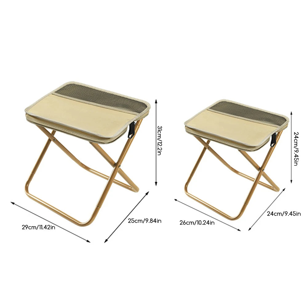 Foldable Backpack Stool Portable 2 in 1 Lightweight Camping Chair with Storage Bag for Outdoor Activities Yellow
