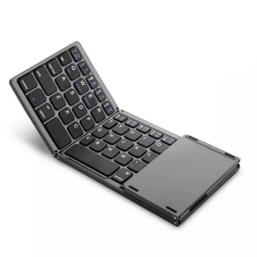 Foldable Bluetooth Keyboard with Multi Touch Touchpad Aircraft Grade Aluminum Portable Wireless Keyboard Black

