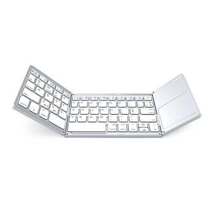 Foldable Bluetooth Keyboard with Multi Touch Touchpad Aircraft Grade Aluminum Portable Wireless Keyboard Grey
