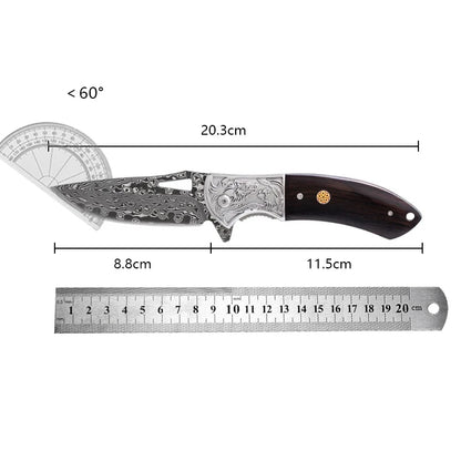 Hand Forged Premium Damascus Steel Folding Pocket Knife for Outdoor Survival EDC and Hunting
