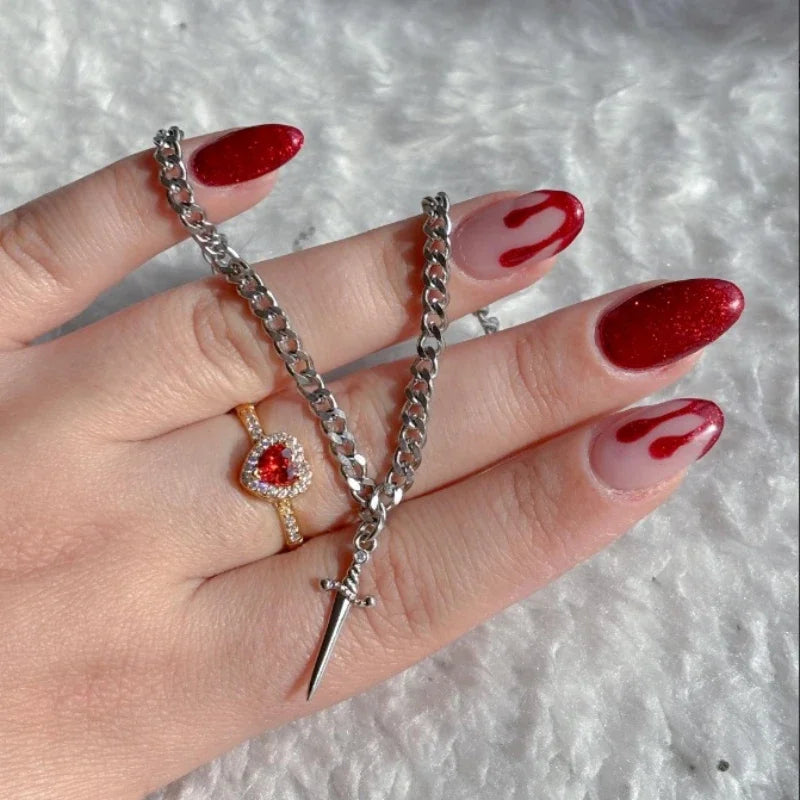 Heart Ring and Sword Bracelet Set for Couples Matching Symbolic Jewelry Gift Set Gold
