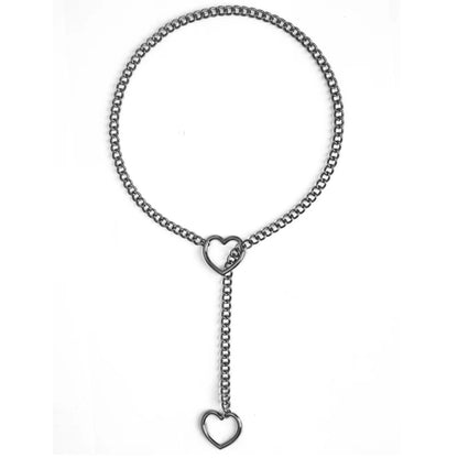 Heart Slip Chain Necklace Adjustable Sexy Heart Choker Necklace for Women Black
