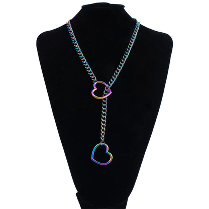Heart Slip Chain Necklace Adjustable Sexy Heart Choker Necklace for Women Multi Color
