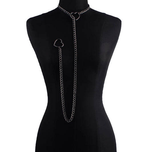 Heart Slip Chain Necklace Adjustable Sexy Heart Choker Necklace for Women Gold
