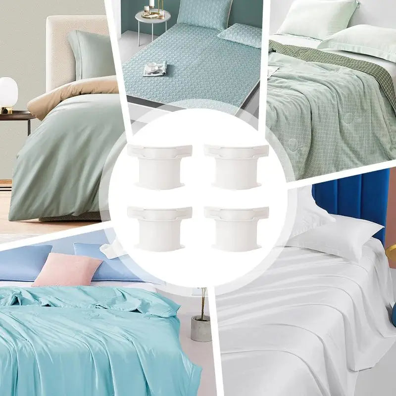 Heavy Duty Bed Sheet Fasteners Adjustable Elastic Sheet Straps with Metal Clips for Wrinkle Free Bedding Grey
