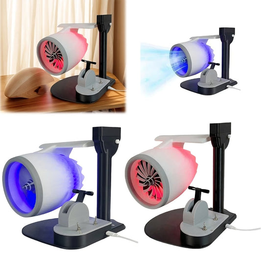 Jet Engine Fan Humidifier USB Powered Desktop Turbofan with Tail Light and Ultrasonic Atomizer
