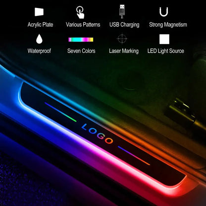 LED Car Door Light Personalized Custom Logo Projector Welcome Lights Silver Wireless Ghost Shadow Courtesy Lights for Universal Car Door Step Decoration
