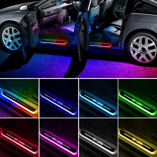 LED Car Door Light Personalized Custom Logo Projector Welcome Lights White Wireless Ghost Shadow Courtesy Lights for Universal Car Door Step Decoration
