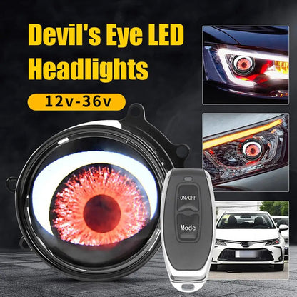 LED Demon Eye Headlights Dynamic with Remote Control Universal Fit for Cars Trucks Motorcycles and SUV
