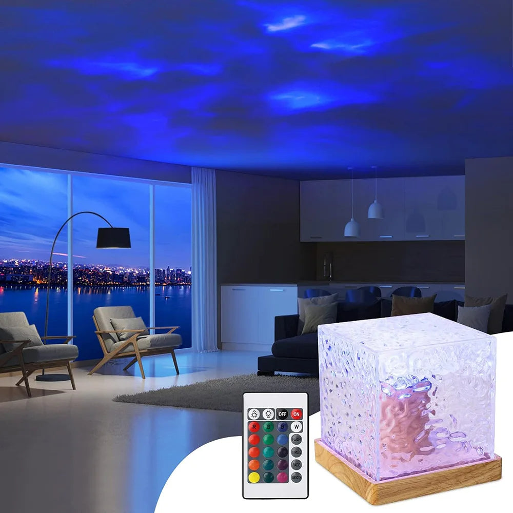 Dayanıklı malzemelerden üretilen Water Ripple Ambient Gece Lambası, rahatlatıcı dalgalanma efektleri yaratır ve yatak odası veya dinlenme alanları için idealdir.