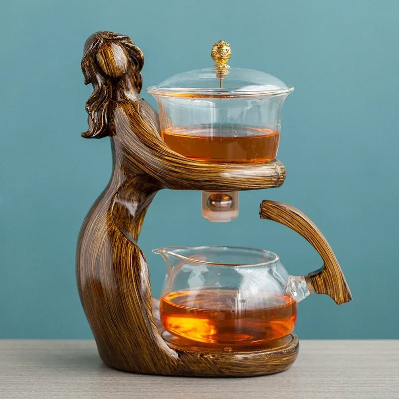 Lazy Tea Maker Semi Automatic Glass Teapot with Infuser for Blooming and Loose Leaf Tea
