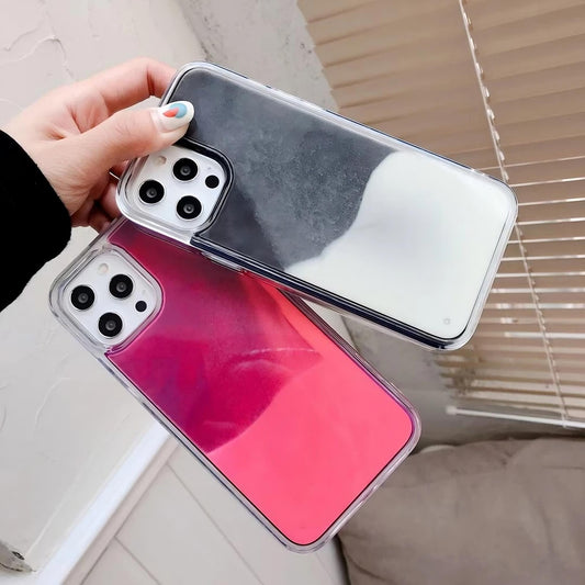 Luminous Quicksand Phone Case Glow in the Dark Liquid Glitter Case for iPhone with Shockproof Protection

