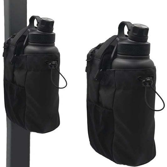 Magnetic Water Bottle Holder for Gym Hands Free Hydration Bag with Phone Pocket Black
