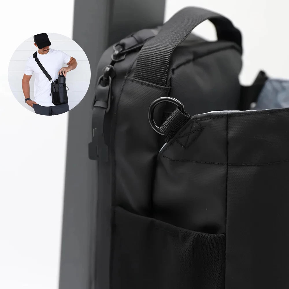 حامل زجاجة ماء مغناطيسي للجيم، حقيبة ترطيب بدون استخدام اليدين مع جيب للهاتف - أخضر