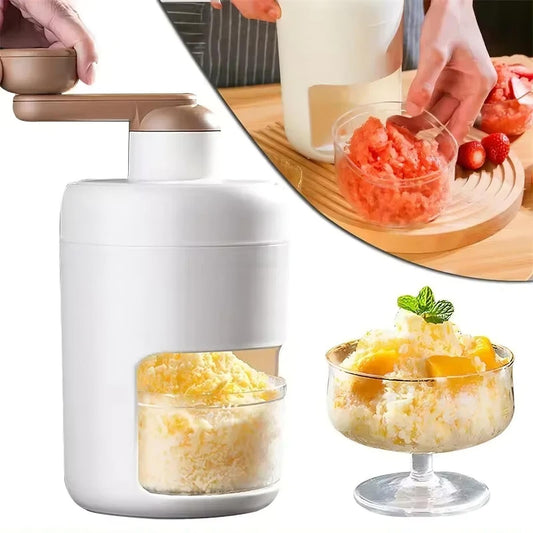 Manual Ice Crusher Slushie Maker Hand Crank Portable Snow Cone Machine for Shaved Ice and Frozen Drinks
