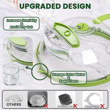 Microwave Food Cover with Water Steamer 10 Inch Heat Resistant Splatter Guard with Handle Blue
