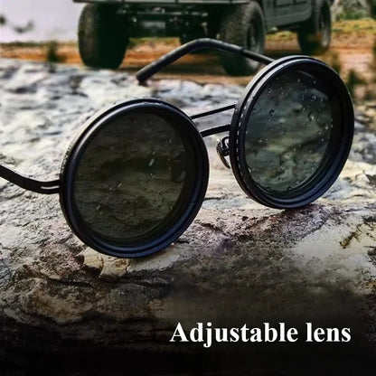 ND9 Adjustable Dimming Sunglasses Polarized UV400 Fishing Driving Outdoor Eyewear for Men Women Silver
