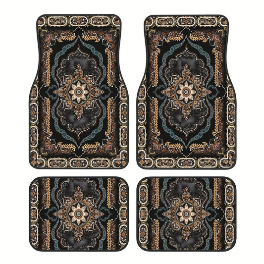 Persian Rug Car Mats Luxury Oriental Floor Mats Set of 4 Universal Fit Persian Design Car Carpet with Non Slip Backing All Weather Protection
