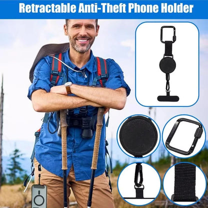 Phone Strap Lanyard Anti Theft Retractable with Carabiner Clip Universal Hands Free Cell Tether for Outdoor
