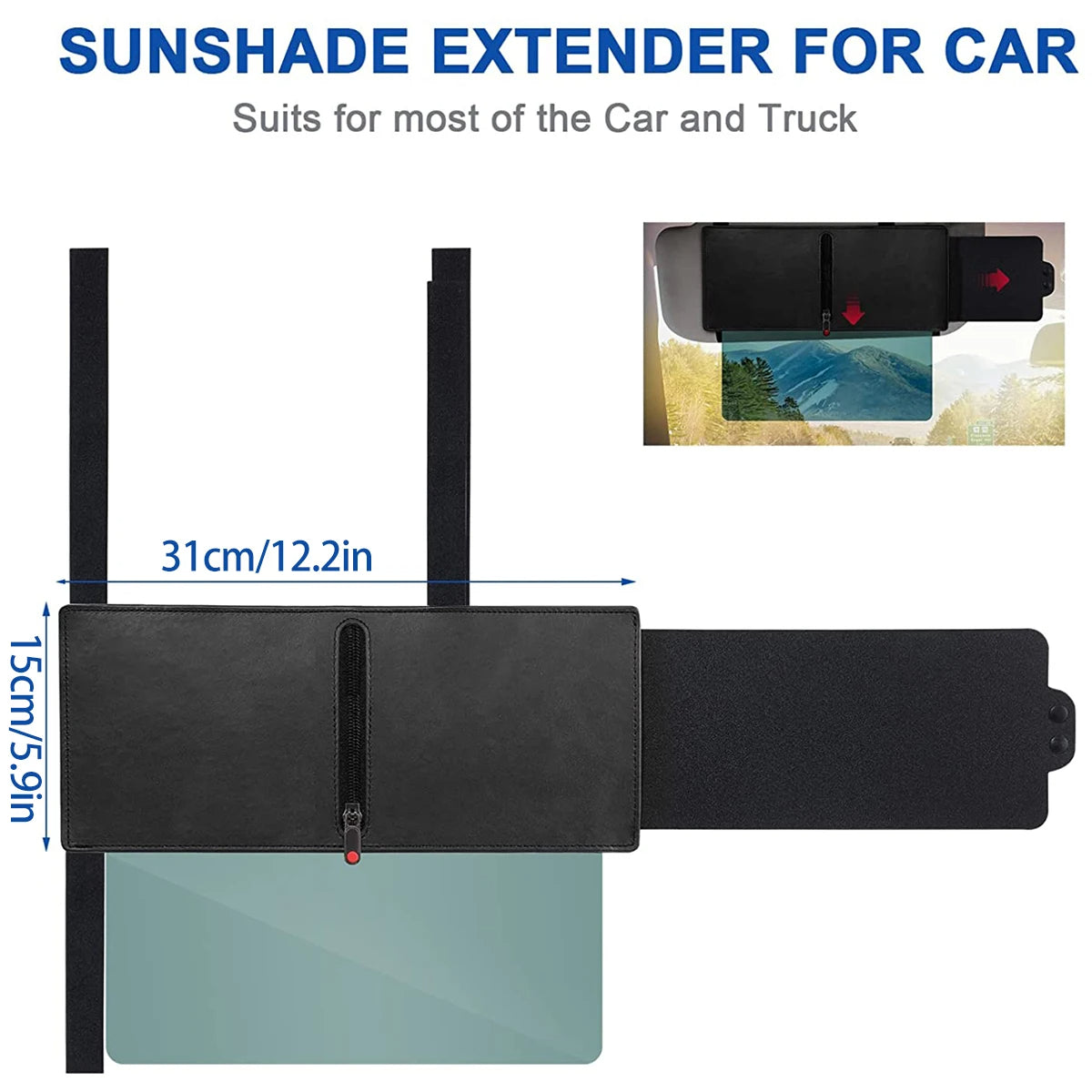 Polarized Sun Visor Extender Anti Glare for Cars Universal Clip On UV Protection Sun Blocker Smoke
