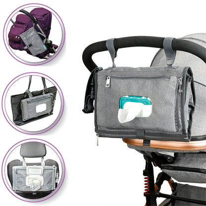 Portable Baby Foldable Changing Pad with Built in Pillow Waterproof and Stroller Strap
