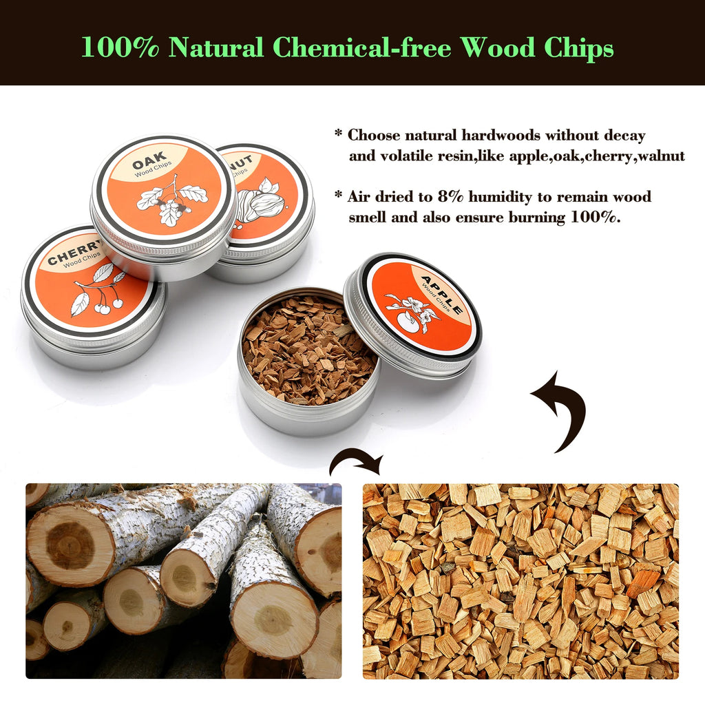 Hochwertiges Getränke-Räucherset mit 4 Holzchip-Aromen, Cocktail-Räucher-Infusor für Bourbon, Whiskey und Old Fashioned, Barqualität für die Haus-Mixologie, Rauch-Infusionsset, Grün