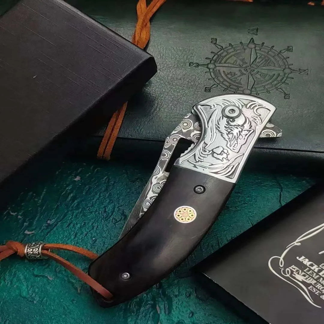 Premium Folding Pocket Knife with Damascus Steel Hand Forged Blade for Outdoor Survival EDC and Hunting
