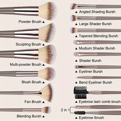 Professional Makeup Brush Set Complete 3 20 Piece Kit for Flawless Foundation Eyeshadow Blush Highlighter and Concealer Application Pink
