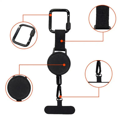 Retractable Anti Theft Phone Strap Lanyard with Carabiner Clip for Universal Hands Free Cell Use

