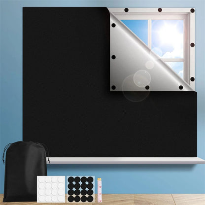Self Adhesive Pleated Blackout Blinds No Drill Window Shades Cordless Light Blocking Temporary Window Treatment Black
